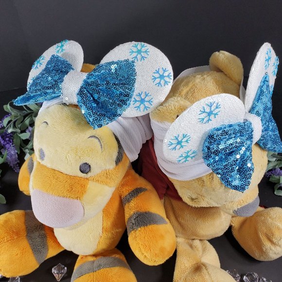 Frozen Hair Accessories with Blue Snow Flakes Mouse Ears Turban White Headband - Picture 6 of 9